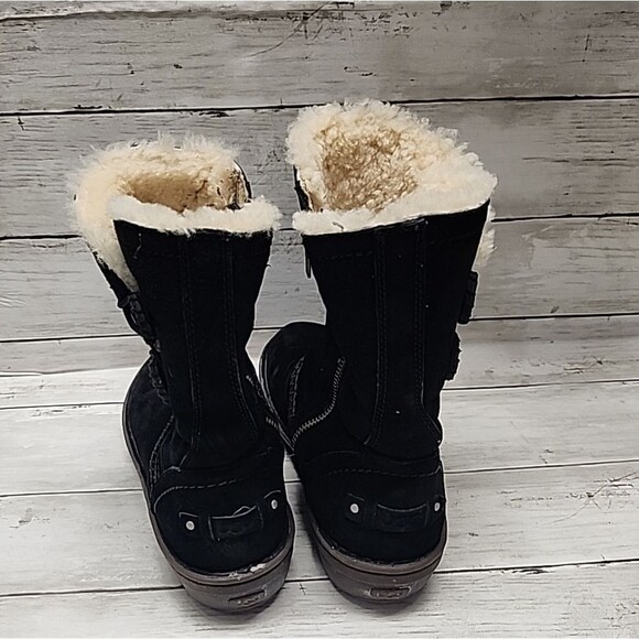 UGG Boots Kimbra Black Suede Sheepskin Fur Mid-Calf 1004742 Women's Size 9 - Picture 2 of 10